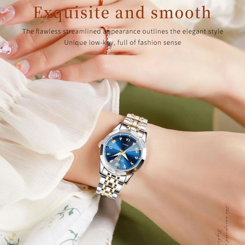 Waterproof Quartz Watch with Butterfly Buckle for Women - White + Silver