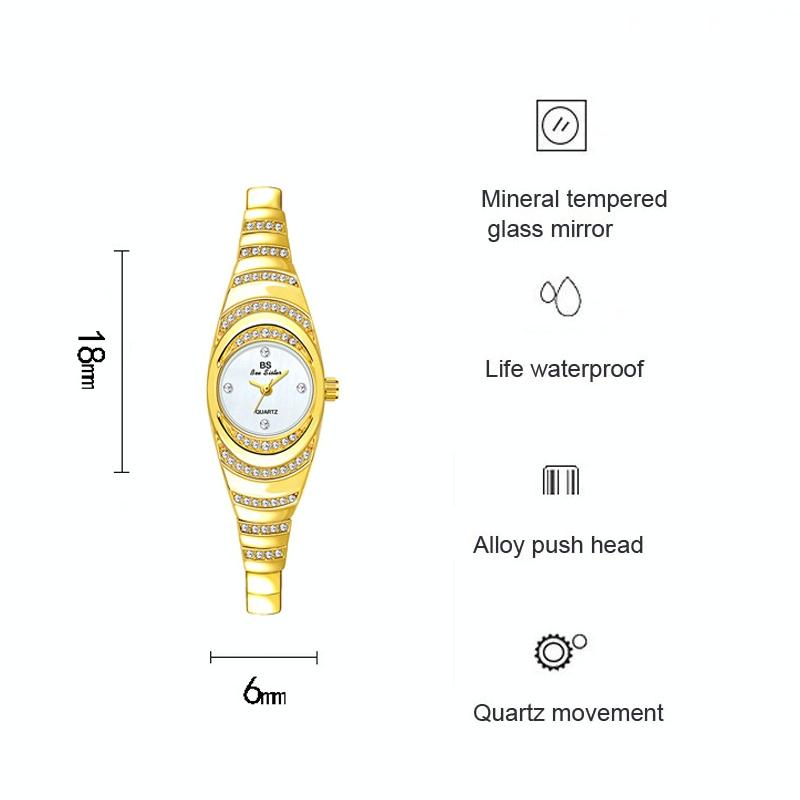 Oval Chain Watch with Diamonds for Women - Rose Gold