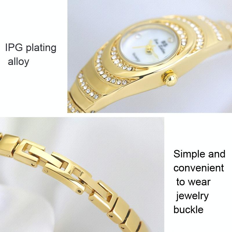 Oval Chain Watch with Diamonds for Women - Rose Gold