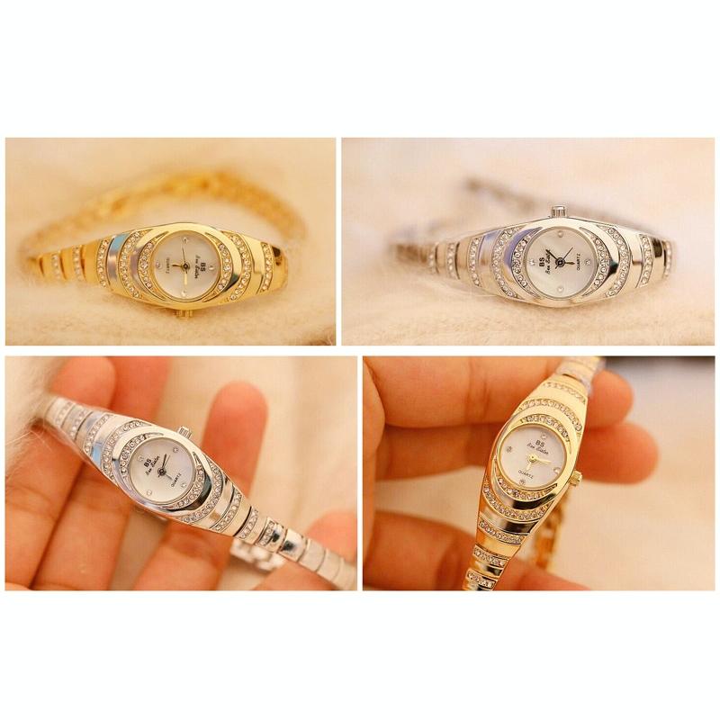 Oval Chain Watch with Diamonds for Women - Rose Gold