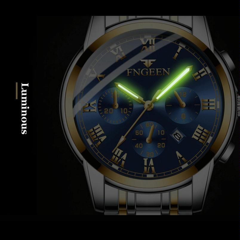 Stylish Women Quartz Watch with Luminous Display and Date - Gold Golden Surface