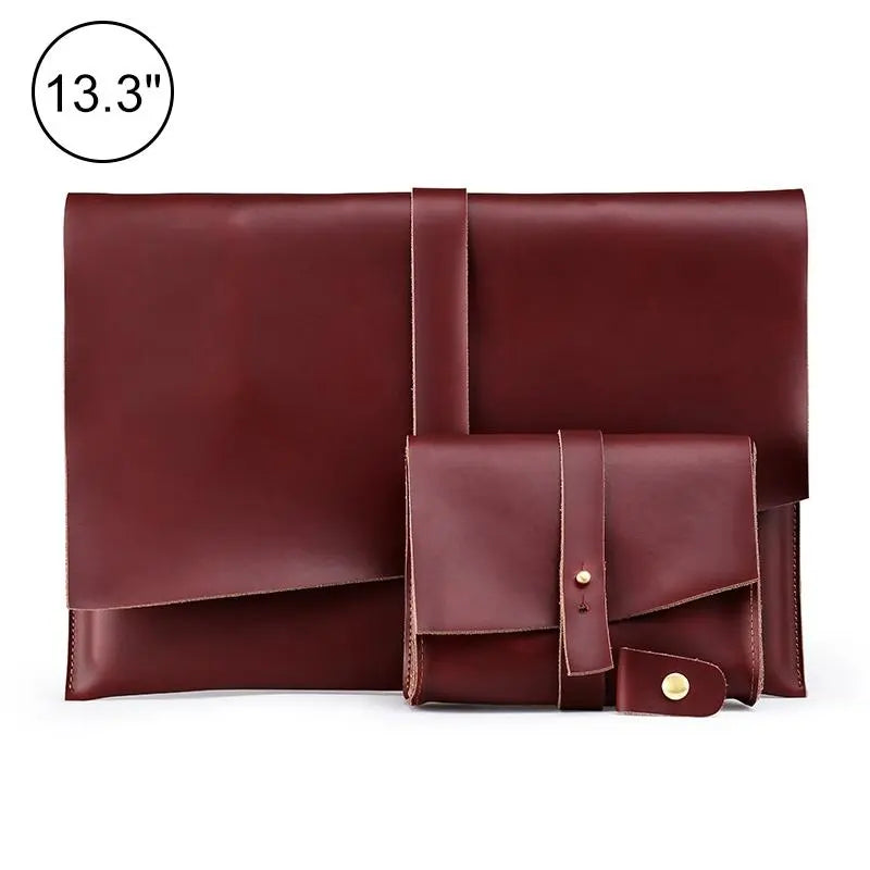 13 Laptop / Tablet Bag - Genuine Leather - Universal - Cable Winder - Business Power Adapter - Coffee Femina Worldwide