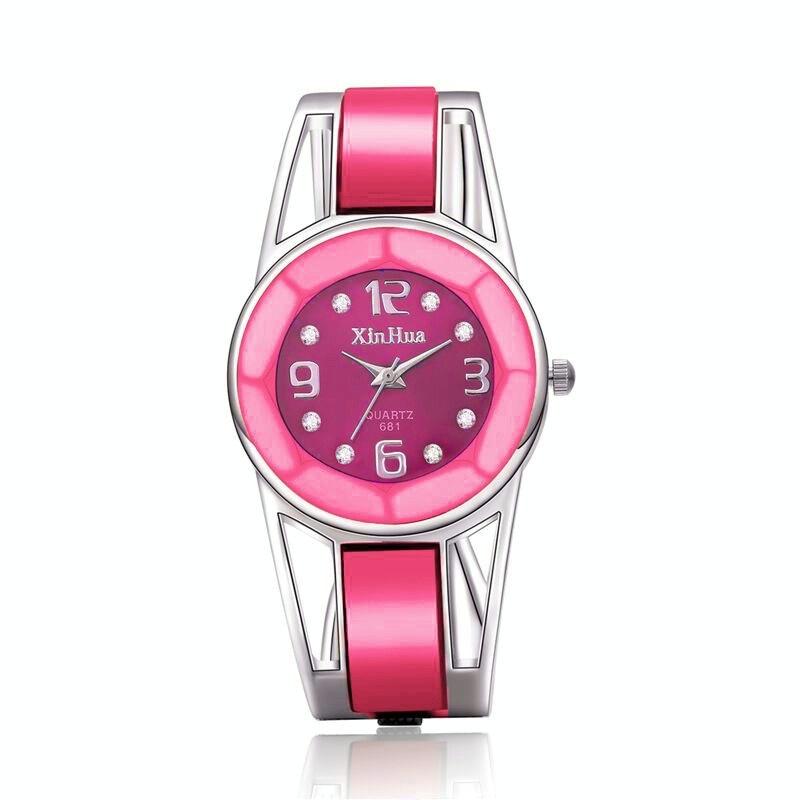 Stainless Steel Diamond Bracelet Watch for Women - Hollow Mirror Surface - White