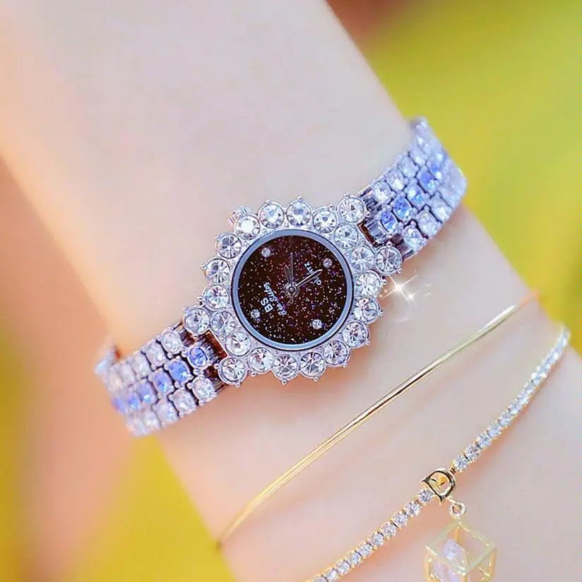Sparkling Diamond Chain Watch for Women - Full of Elegance - Rose Coffee Femina Worldwide