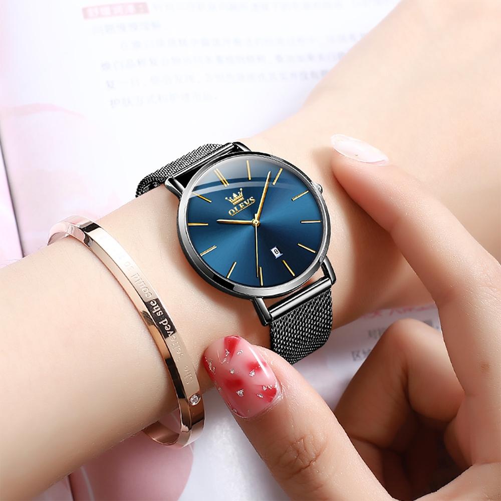 Waterproof Women Quartz Watch with Steel Strap - White + Rose Gold