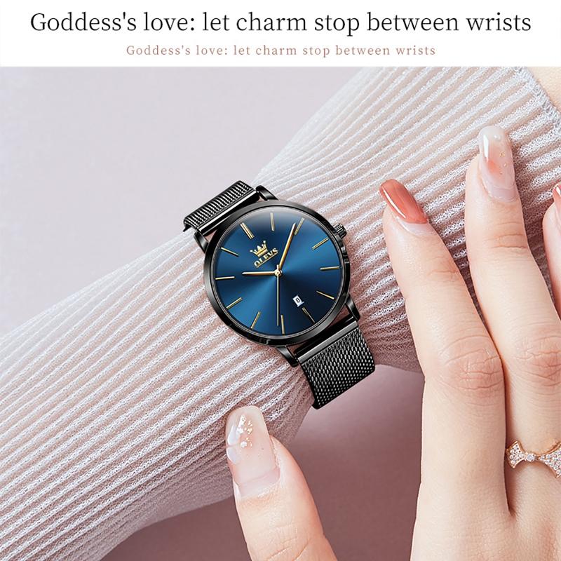 Waterproof Women Quartz Watch with Steel Strap - White + Rose Gold