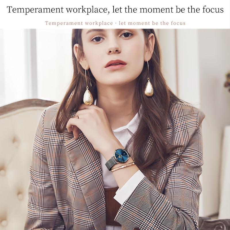Waterproof Women Quartz Watch with Steel Strap - White + Rose Gold