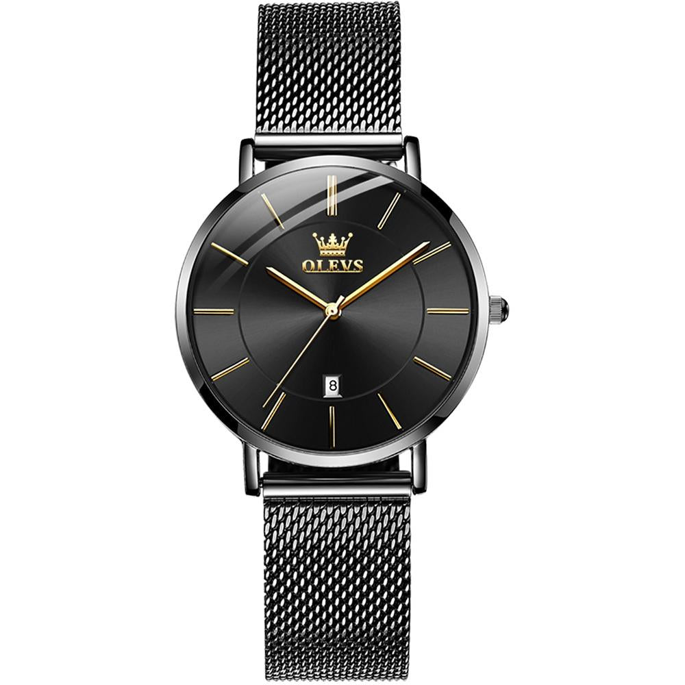 Waterproof Women Quartz Watch with Steel Strap - White + Rose Gold