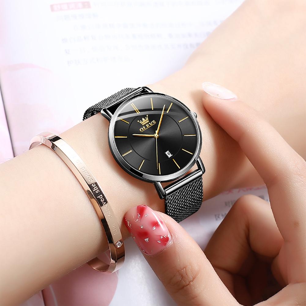 Waterproof Women Quartz Watch with Steel Strap - White + Rose Gold