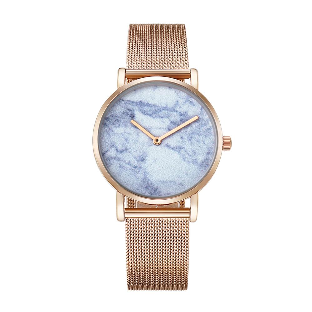 Stylish Women Quartz Watch with Gold Alloy Case and Stainless Steel Band - Round Dial - Wa0727D