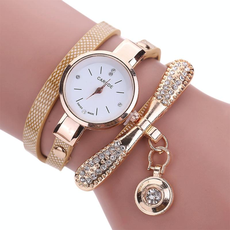 Stylish Leather Band Watch for Women - Casual Design - Dark Blue