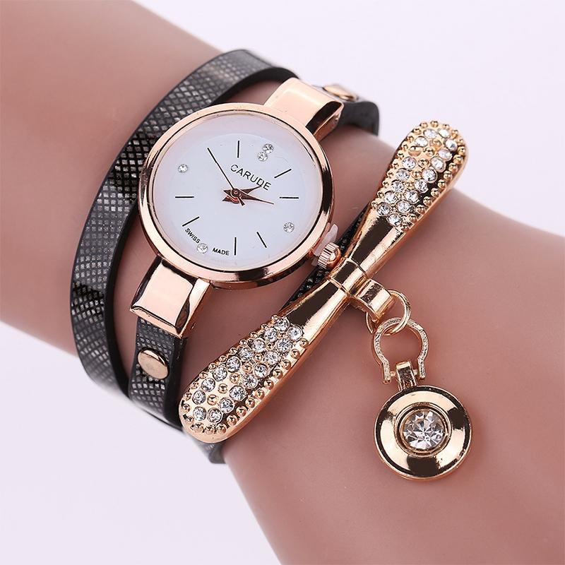 Stylish Leather Band Watch for Women - Casual Design - Dark Blue