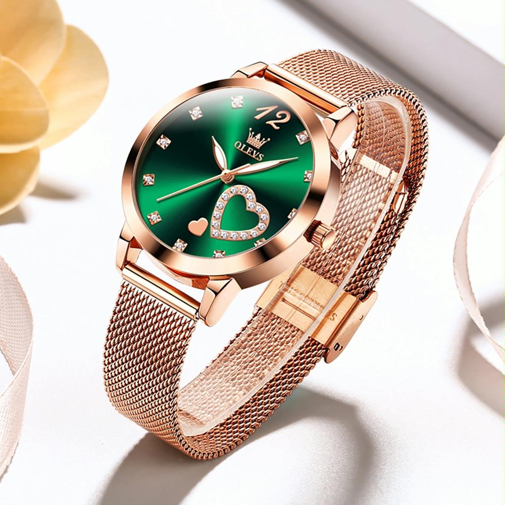 Waterproof Heart-shaped Women Quartz Watch - Black