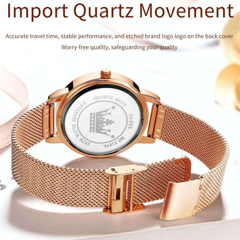 Waterproof Heart-shaped Women Quartz Watch - Black