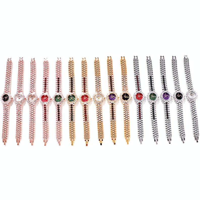 Women Quartz Bracelet Watch with Diamond Accents - Golden Shell Black Plate