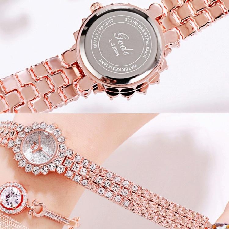 Women Quartz Bracelet Watch with Diamond Accents - Golden Shell Black Plate