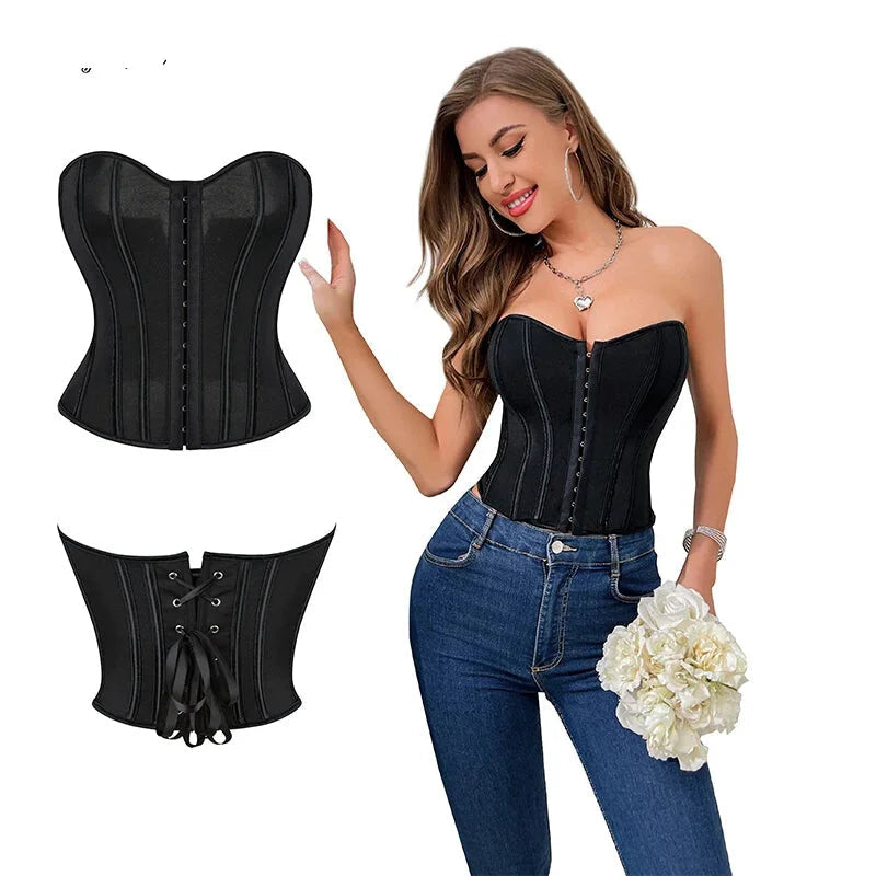 Translucent Gothic Bustier Crop Top Plus Size S-6Xl Burlesque Vintage Lingerie - Xxl