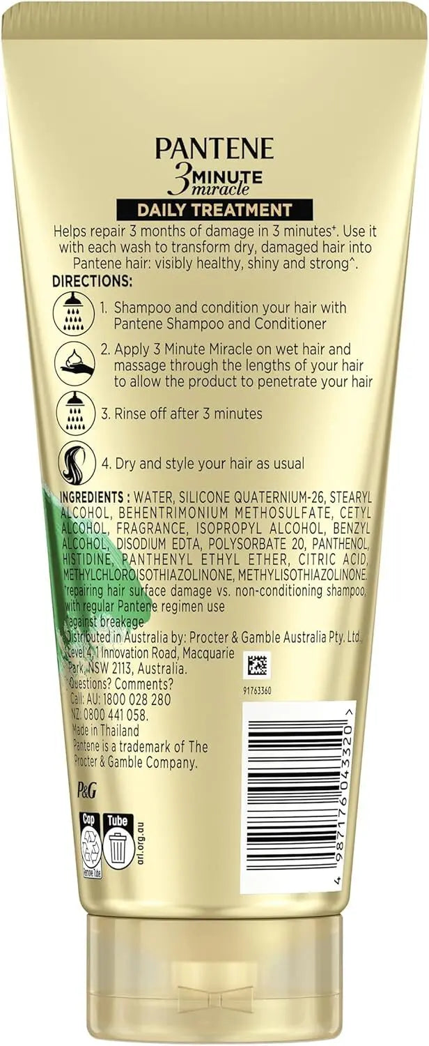 Pantene 3 Minute Miracle Smooth and Sleek - Deep Conditionining Treatment For Frizzy Hair, 400ml Femina Worldwide