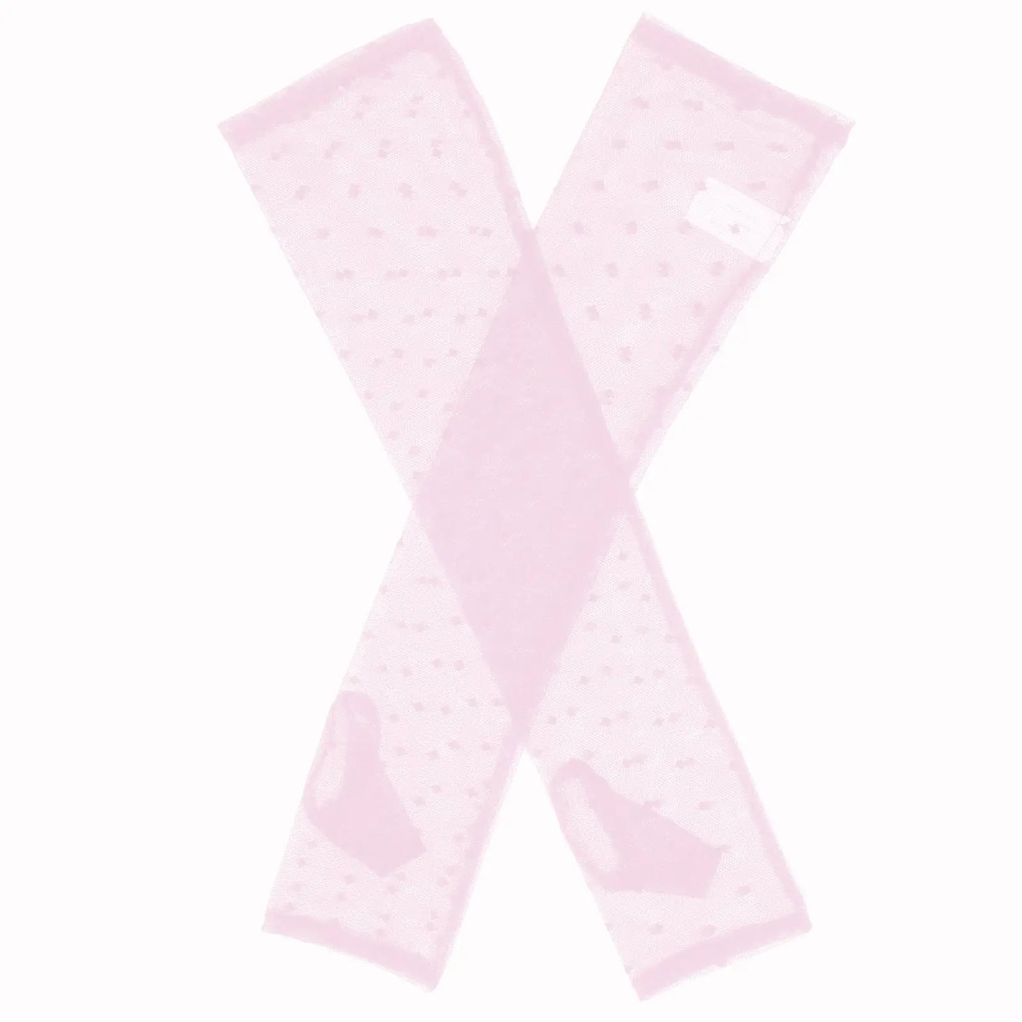 Dents Womens Long Tulle Flock Dot Fingerless Mittens Gloves - Pink Femina Worldwide