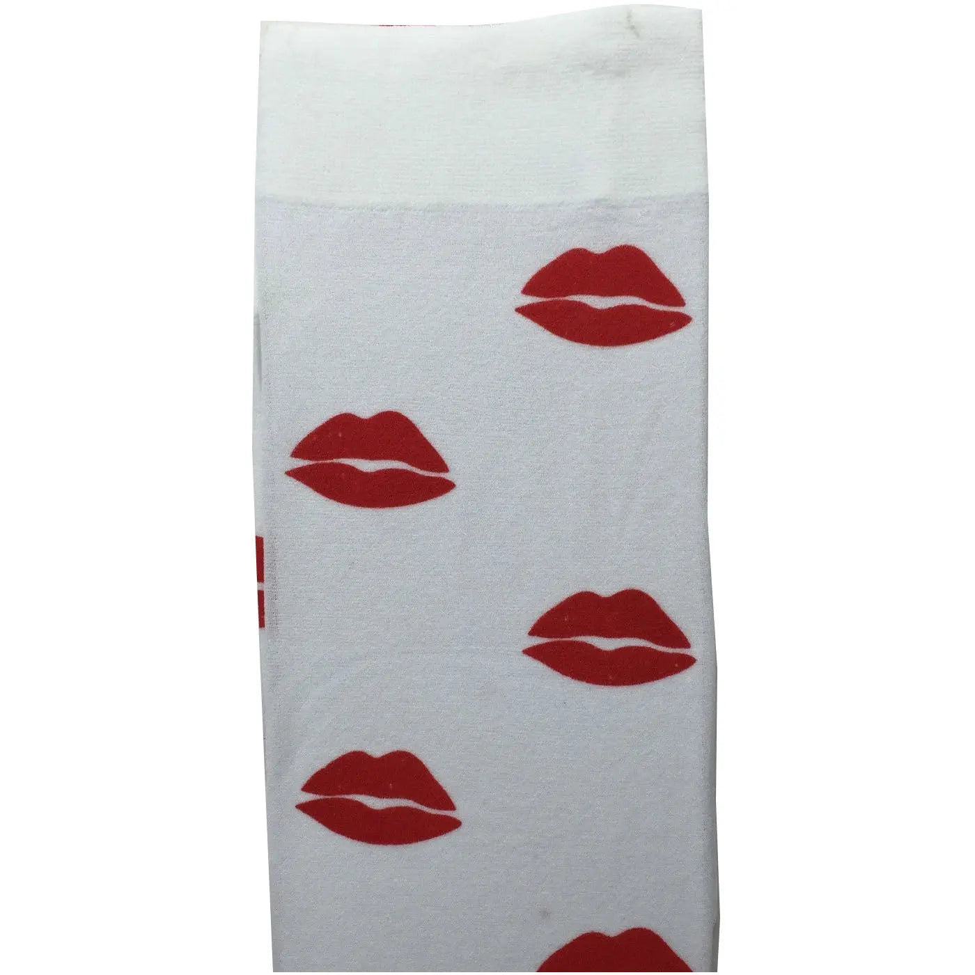 Stay Up OVER THE KNEE SOCKS Stockings Hosiery Party Costume Stockings - Lips (White/Red) Femina Worldwide