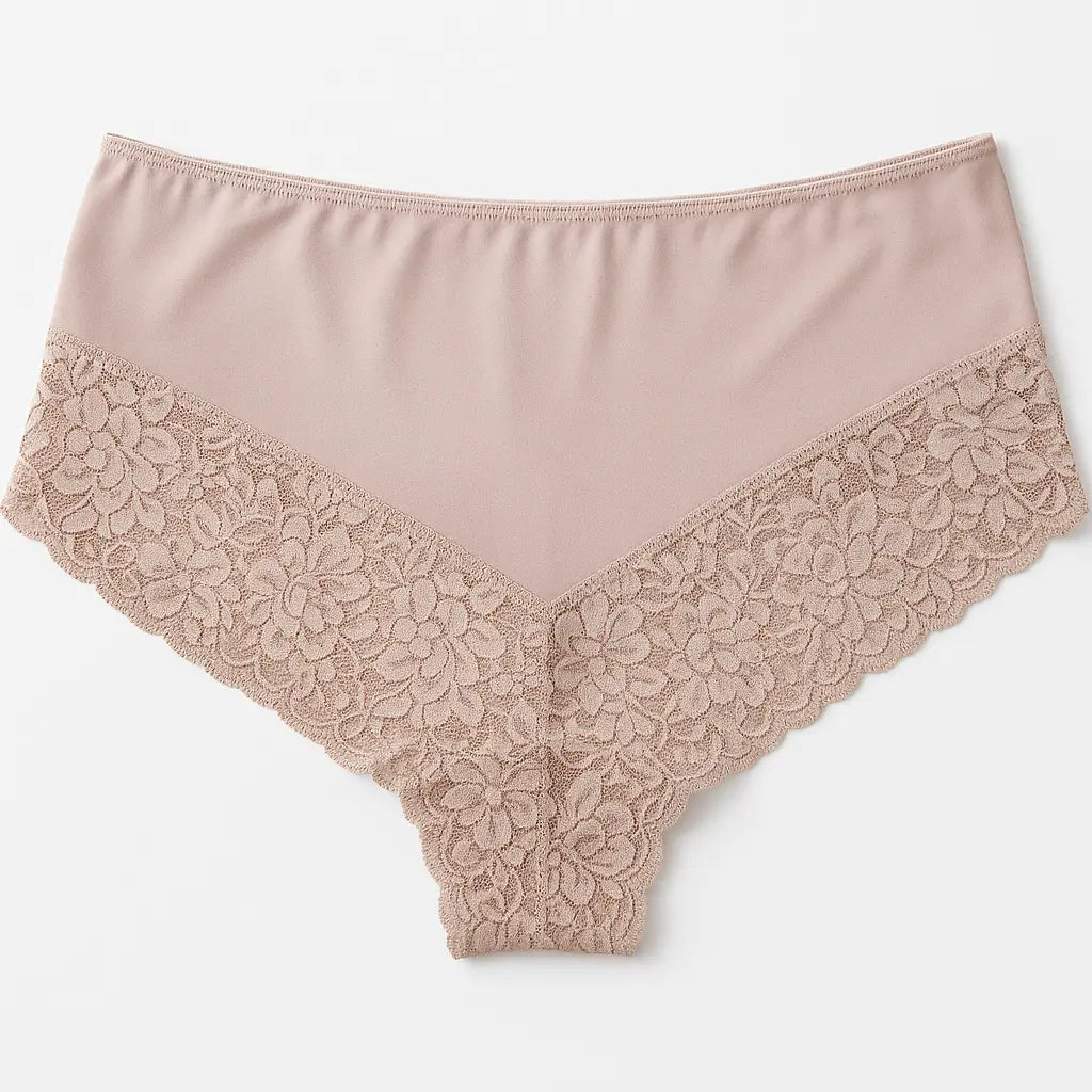 Womens Lace Boyshort Boyleg Full Briefs Underwear Undies in Beige - 16 Femina Worldwide