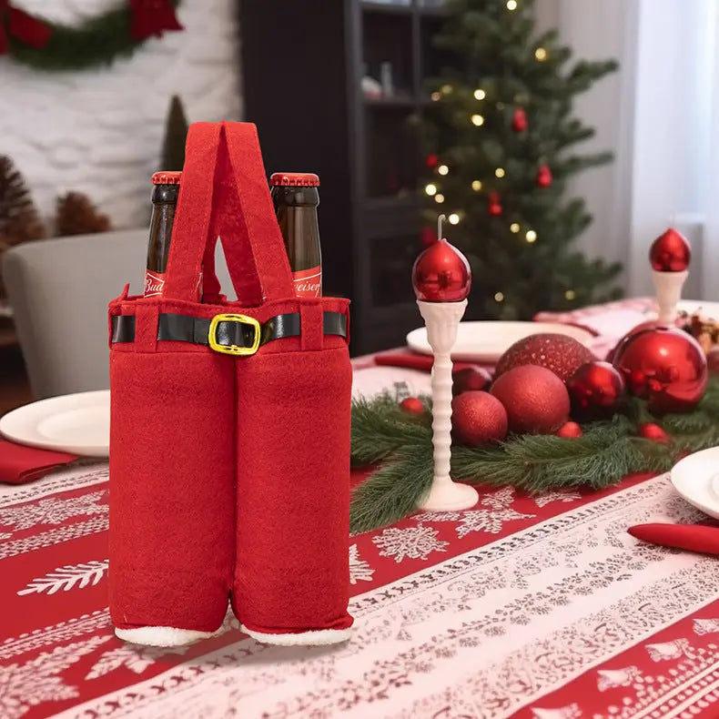 6pcs Big one Christmas Decoration Supplies, Christmas Pants, Gift Bags, Small Pants Candy Bags, Tote Bags, Wine Bottle Sets, Coke Bags Femina Worldwide