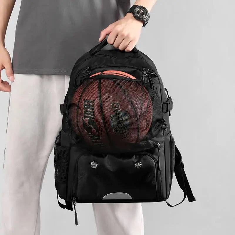 Blue And Black Large Capacity Sports Backpack, Waterproof Basketball & Soccer Bag, Separate Shoe Compartment, Student Backpack Femina Worldwide
