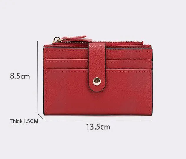 3 PCS Wallets Apricot Women's Small Zipper Snap Card Wallet, Ladies PU Leather Credit Card Holder with Coin Pocke Femina Worldwide