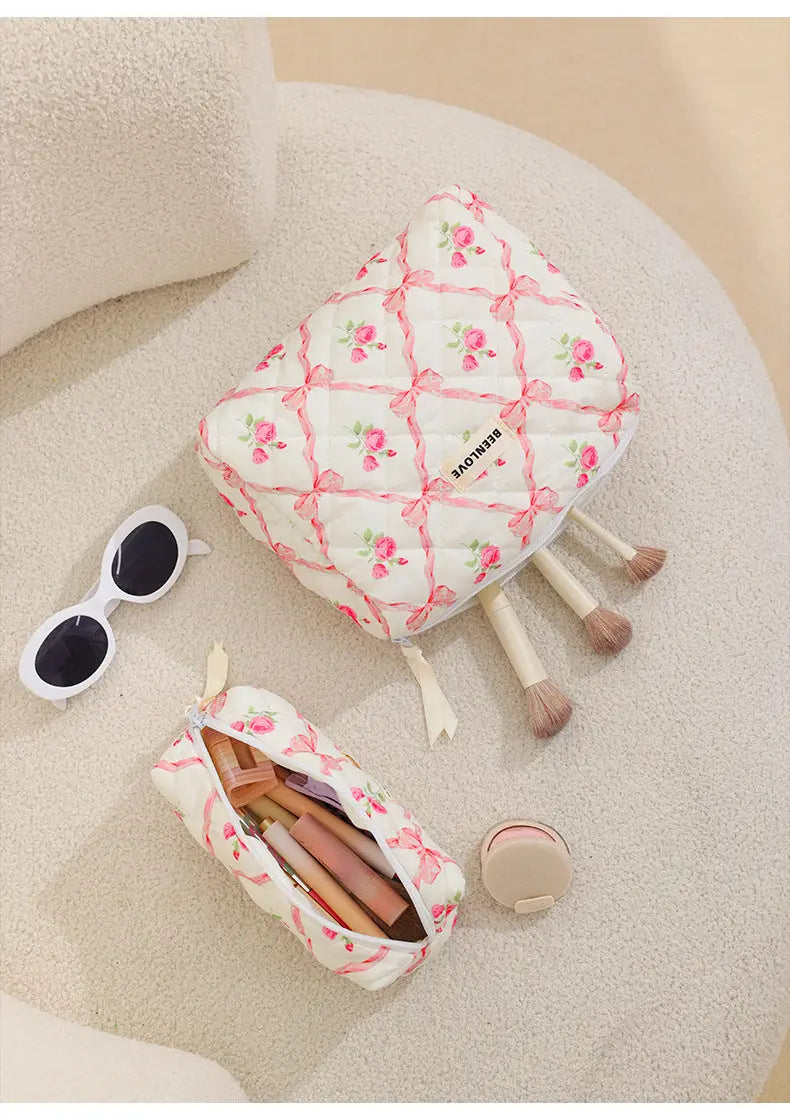 Pink Elegant 3-Piece Cosmetic Storage Set - Portable Skincare and Travel Pouch Femina Worldwide