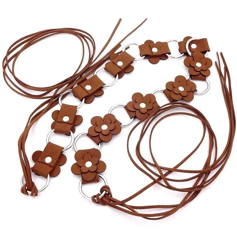 2 PCS Peach Blossom Ethnic Style Waist Chain - Beaded Bohemian Belt for Women Femina Worldwide