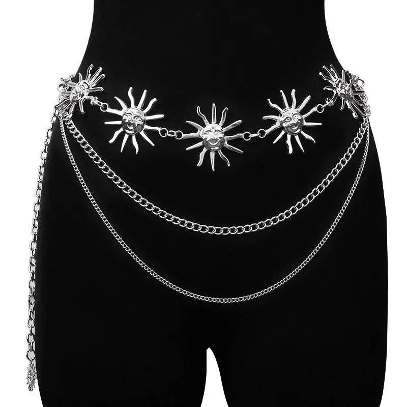 2 PCS (Style 1)Statement Body Chain Belt - Women's Sun Flower Waist Jewelry Femina Worldwide