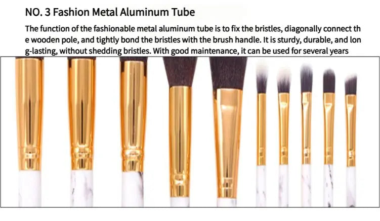 Barrel Pink Marble Makeup Brush Collection - 10 brushes for face, eyes and lips Femina Worldwide