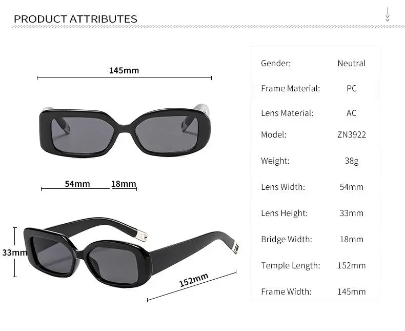 2-pcs Retro Rectangular Sunglasses for Women & Men Femina Worldwide