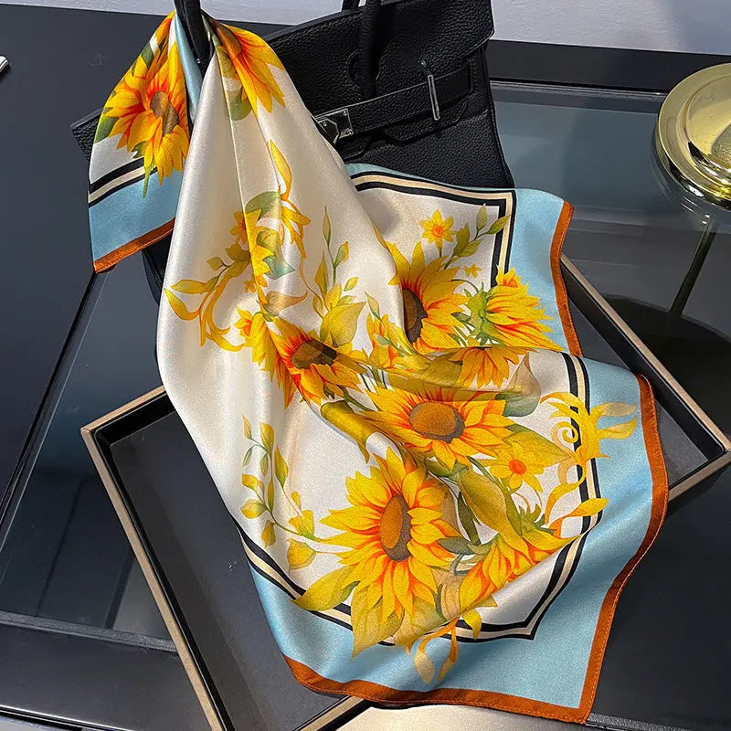 Yellow sunflower Women's silk scarves, accessories for all seasons Femina Worldwide