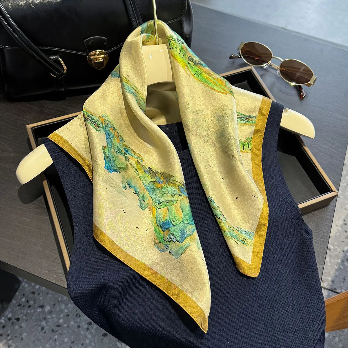 A Thousand Miles of Rivers and Mountains Women's silk scarves, accessories for all seasons Femina Worldwide