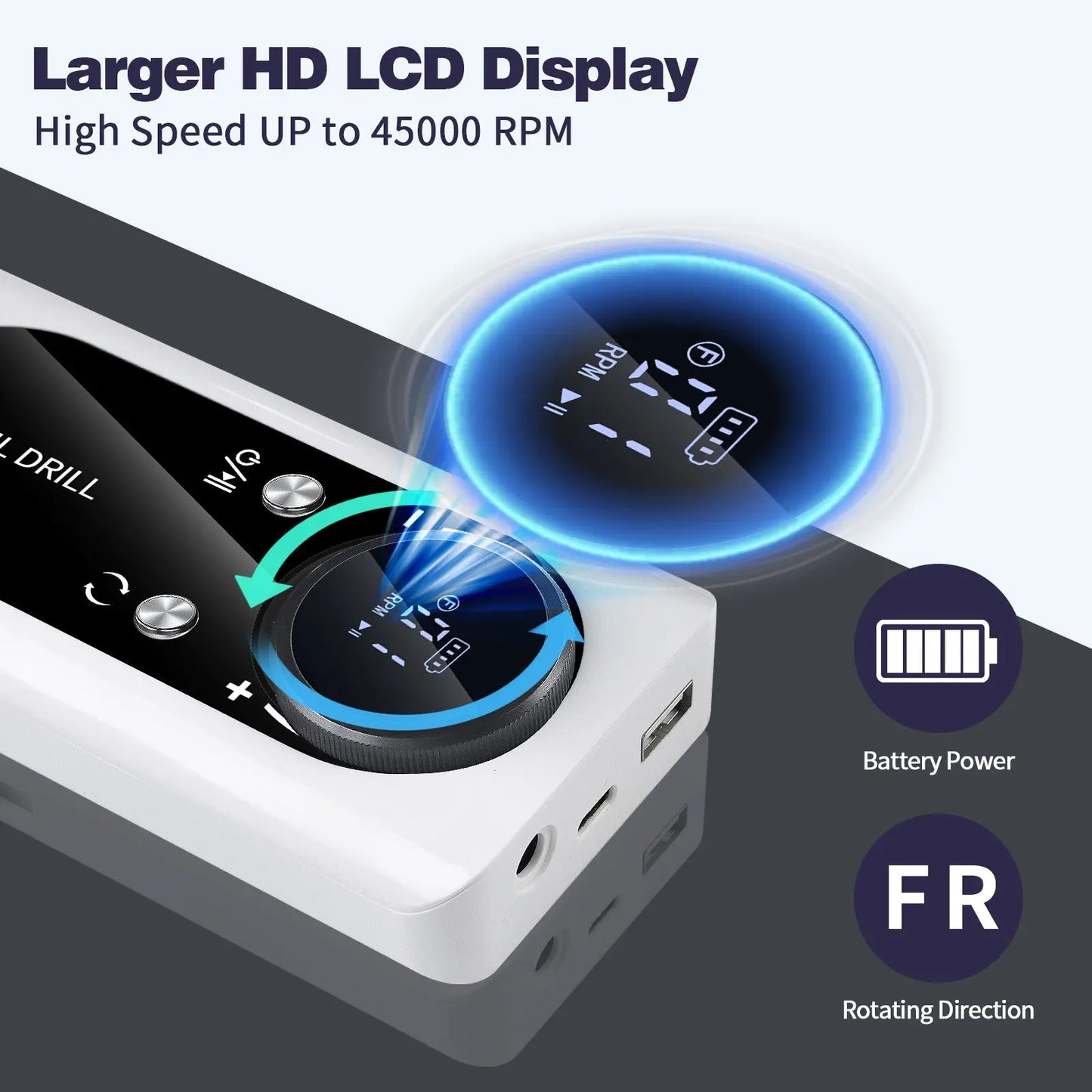 Pink+Blue Portable Electric Nail Drill - Rechargeable, Adjustable Speed, Low Vibration Femina Worldwide