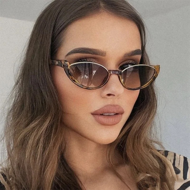 Rice White Tea Tablet 2PCS Fashionable Cat-Eye Sunglasses for Women - Retro INS Style UV Protection Shades