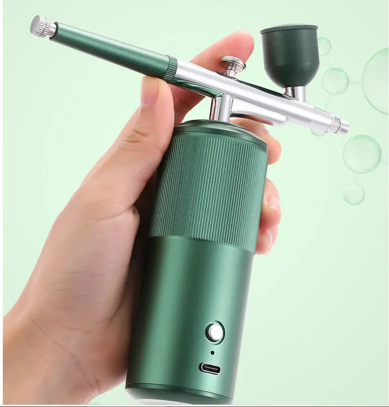 Black Portable Oxygen Infusion Airbrush - Facial Mist Sprayer for Hydration & Skincare Femina Worldwide