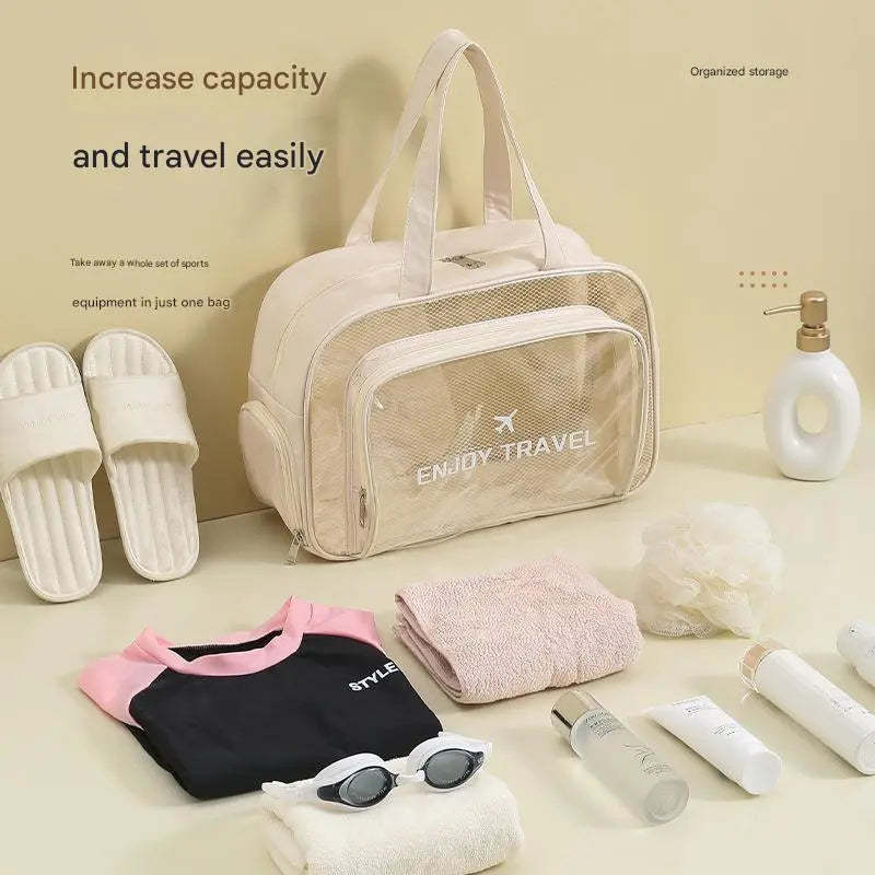 Waterproof beach bag with wet and dry separation, gym and swim storage bag, toiletries and cosmetic bag for swimsuits and goggles (Gray has no shoe compartment) Femina Worldwide