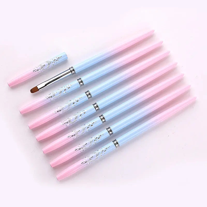 Professional Nail Art Brush Kit (15pcs) - Gradient Handles Manicure Tools Femina Worldwide