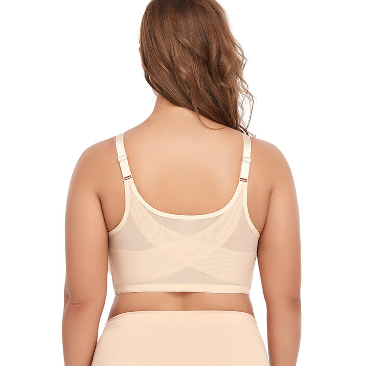 2 Pcs Size XL Women's Wireless Large-Cup Lace Bra with Front Clasp - Comfortable, Breathable, Beige