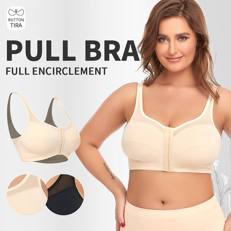 2 Pcs Size XXL Women's Wireless Large-Cup Lace Bra with Front Clasp - Comfortable, Breathable, Black
