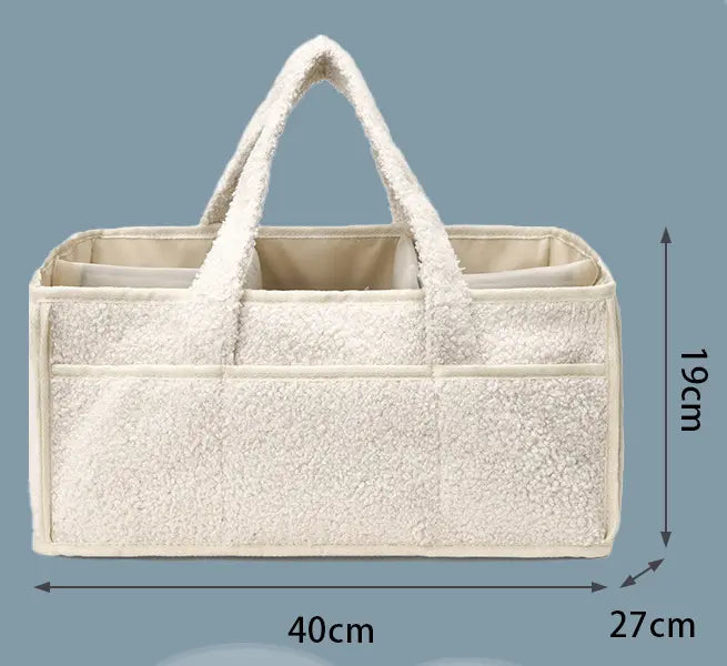 Green Large Plush Nappy Caddy Organizer - Portable Diaper Storage Bin & Nursery Tote Bag Femina Worldwide