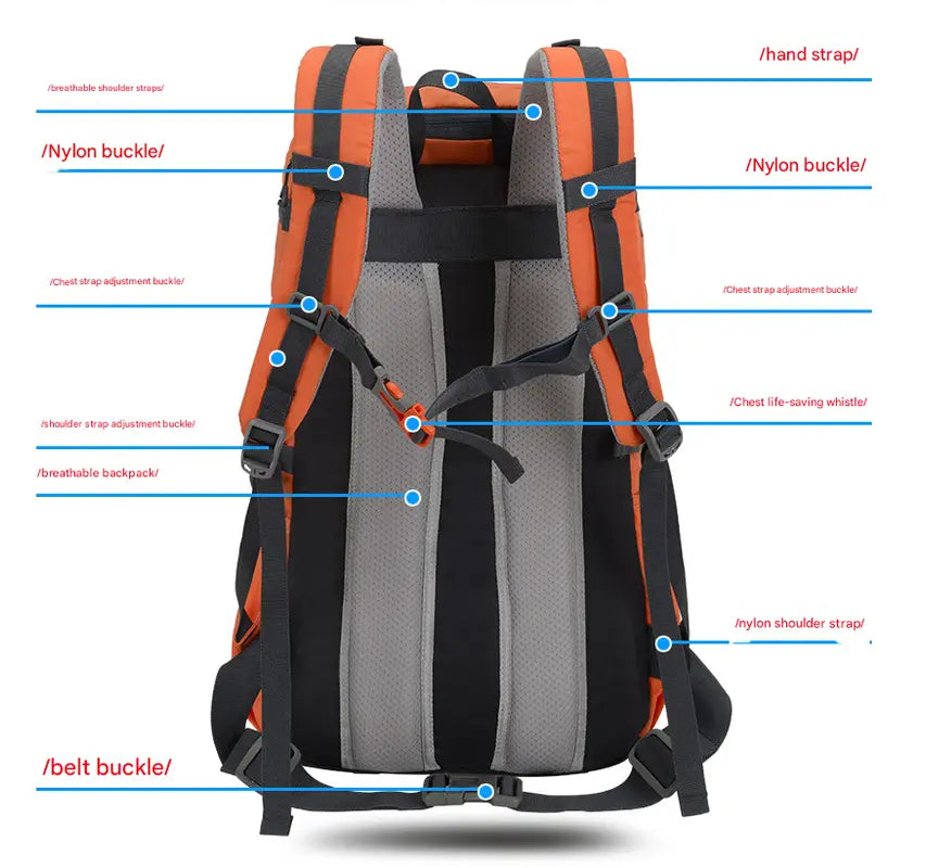Black 20L Women's Orange Mountaineering Backpack - Water-Resistant Femina Worldwide