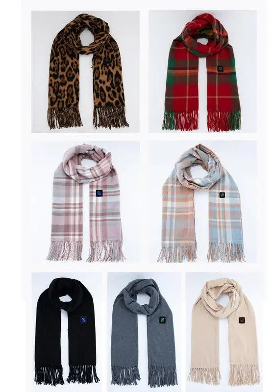 Grey USB Electric Heated Scarf - 3-Level Heat Setting Winter Neck Warmer Femina Worldwide