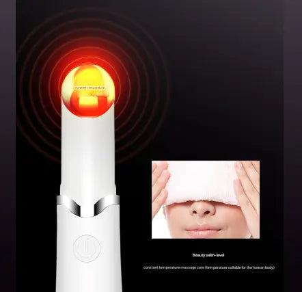 White Sonic Eye & Lip Massager with Red & Blue Light Therapy - Heated Vibrating Wand for Puffiness and Wrinkles Femina Worldwide