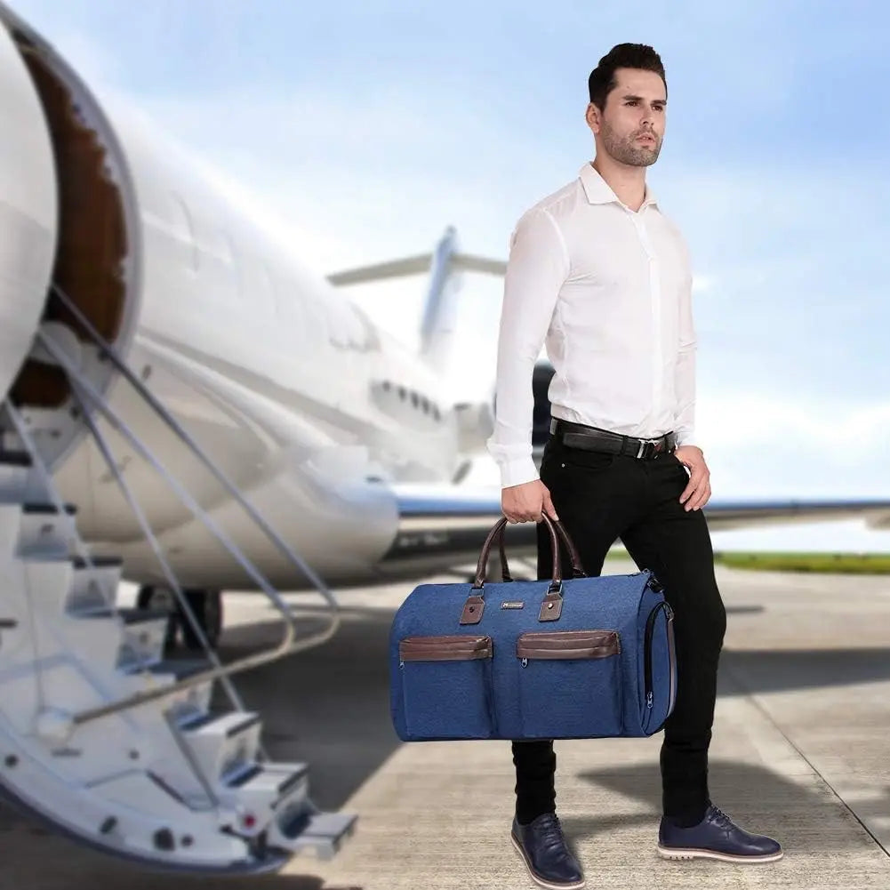 Grey 45L Garment Duffel Bag - Men's Travel Suit Bag - Carry On Weekender Femina Worldwide