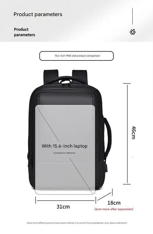 Blue Expandable Business Laptop Backpack with USB Charging Port - Large Capacity Work & Travel Bag for 15.6 Inch Laptops Femina Worldwide