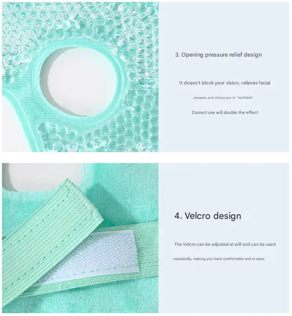 Green Reusable Cooling Gel Bead Face Mask and Eye Mask Set - Soothing Therapy for Puffy Eyes, Headaches and Facial Relaxation Femina Worldwide