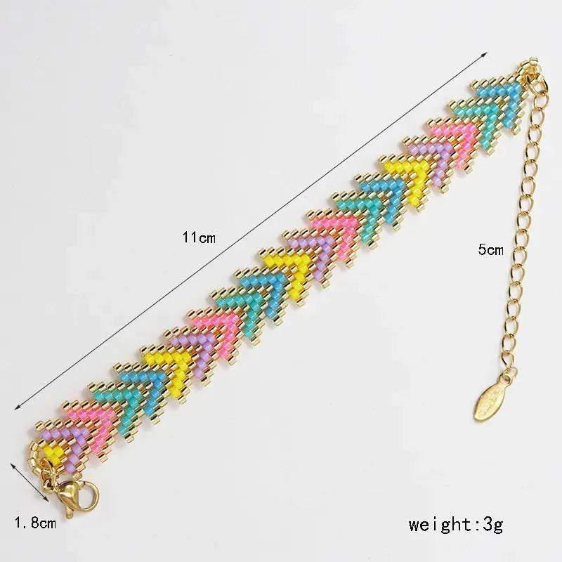 Dopamine Miyuki Beaded Bohemian Rainbow Arrow Handmade Stainless Steel Bracelet Femina Worldwide